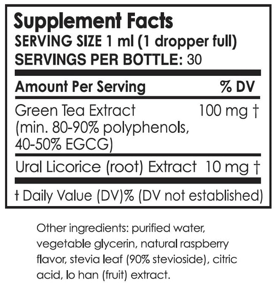 Antioxidant Green Tea Extract Water Infusion Drops - Raspberry | Pure Inventions