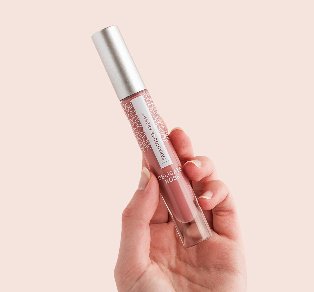 Vitamin Glaze® Oil Infused Lip Gloss – Delicate Rose | Farmhouse Fresh