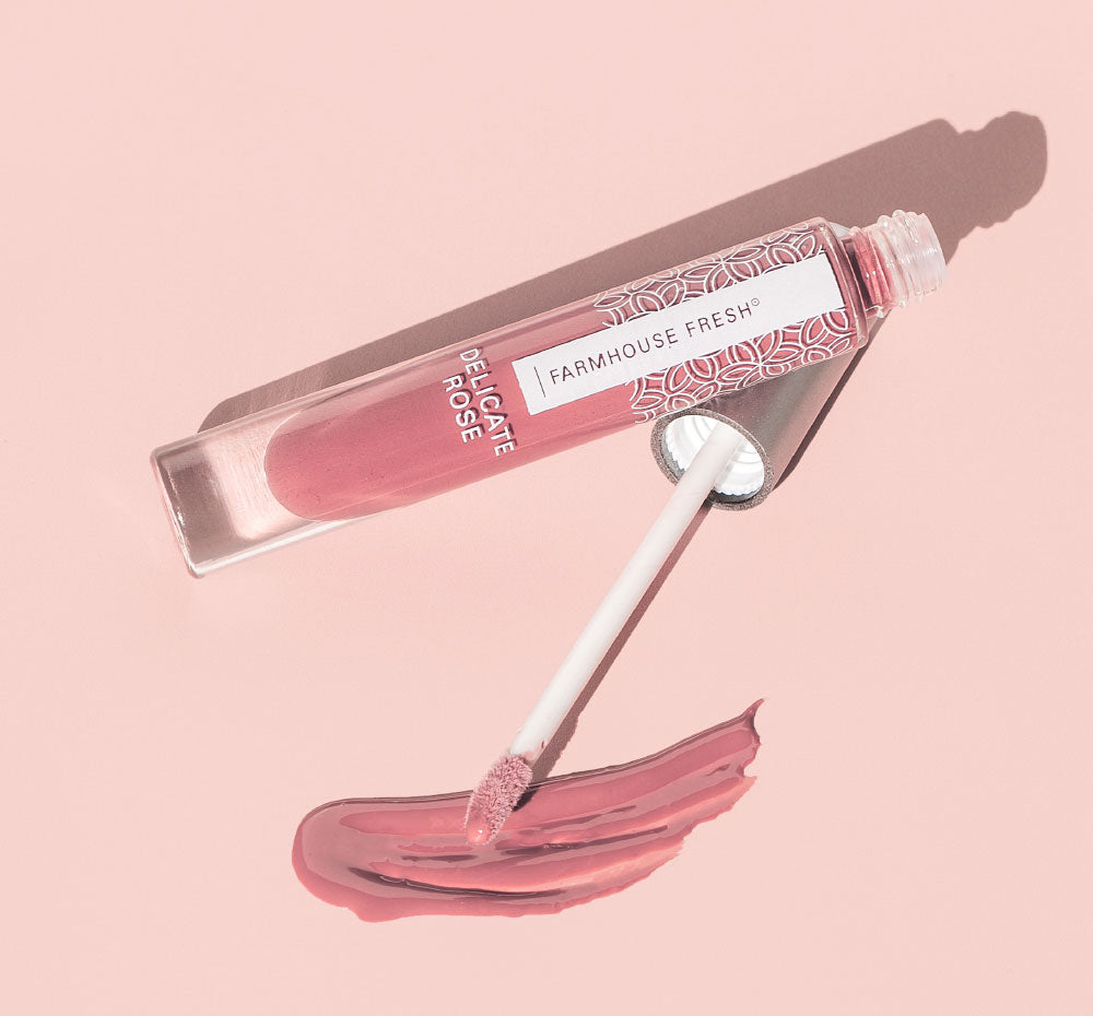 Vitamin Glaze® Oil Infused Lip Gloss – Delicate Rose | Farmhouse Fresh