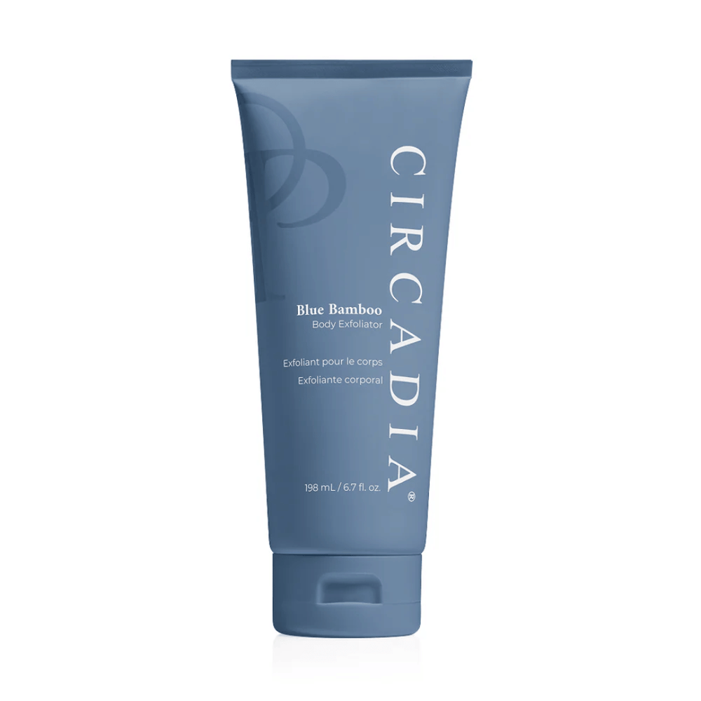 Blue Bamboo Exfoliator for Body | Circadia in a sleek blue tube, designed for effective body skincare and gentle exfoliation.