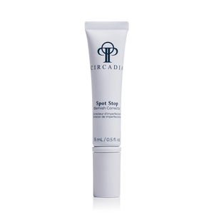Tube of Spot Stop Blemish Corrector | Circadia skincare product with a clean white design for targeted blemish treatment and skin care.