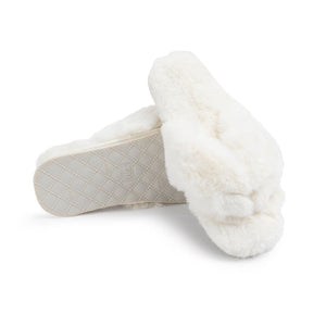 Waterfront Solid Faux Fur Flip-Flop - White | Lemon