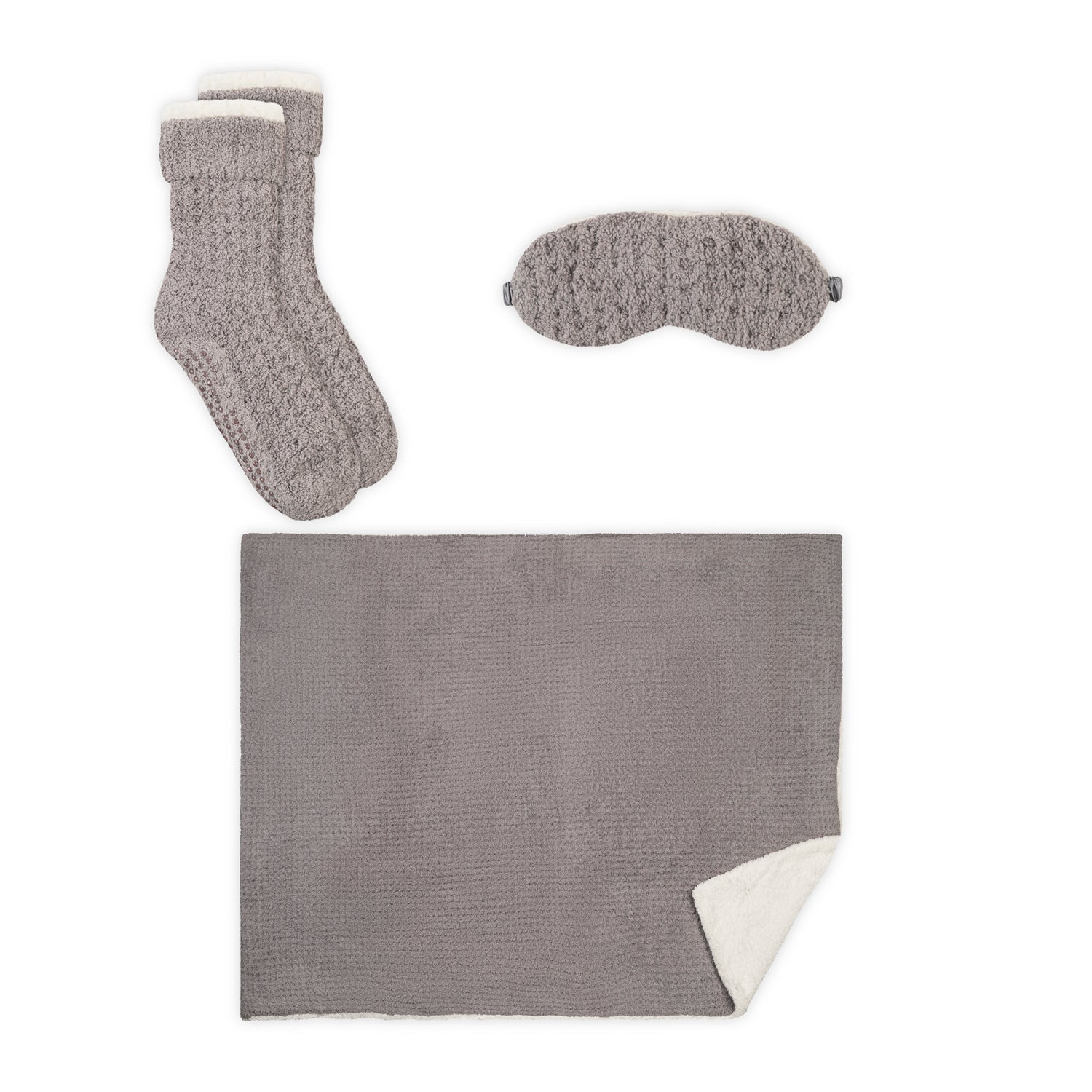 3pc Women's Sherpa Lined Cozy Waffle Set | Lemon