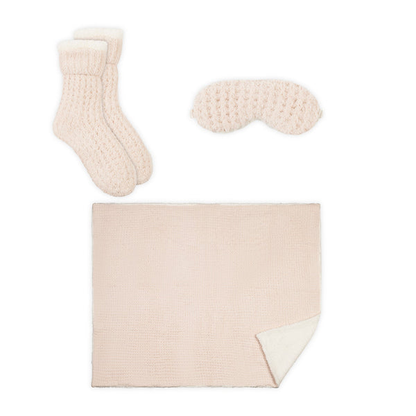 3pc Women's Sherpa Lined Cozy Waffle Set | Lemon