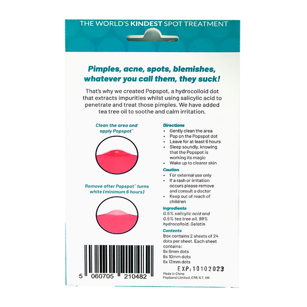 Popspot Spot Treatment - Acne & Pimple Remover Dot (48 Pack) | Popmask