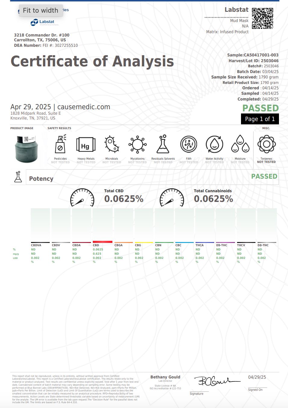 CBD Detox Mud Mask | Cause + Medic
