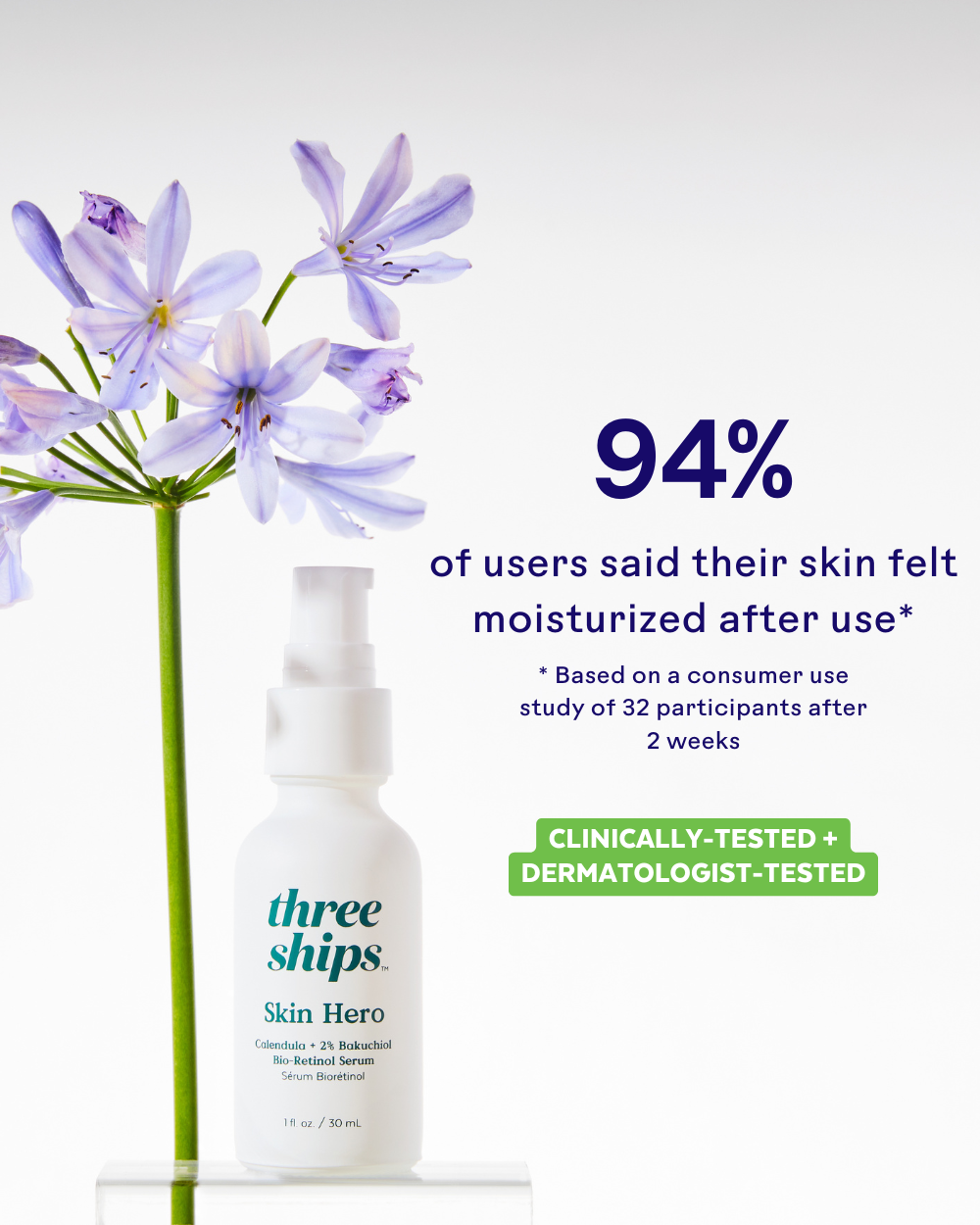 Skin Hero Calendula + 2% Bakuchiol Bio-Retinol Serum | Three Ships