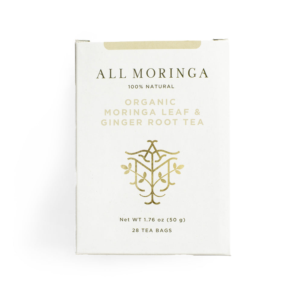 Premium Organic Moringa Leaf And Ginger Herbal Tea 28 Tea Bags | All Moringa