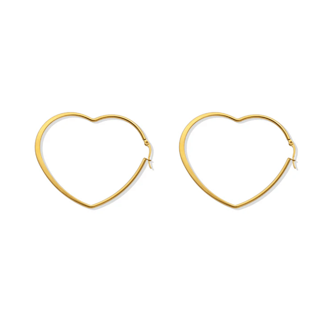 Large Heart Hoop Earrings (Gold) | Love You More