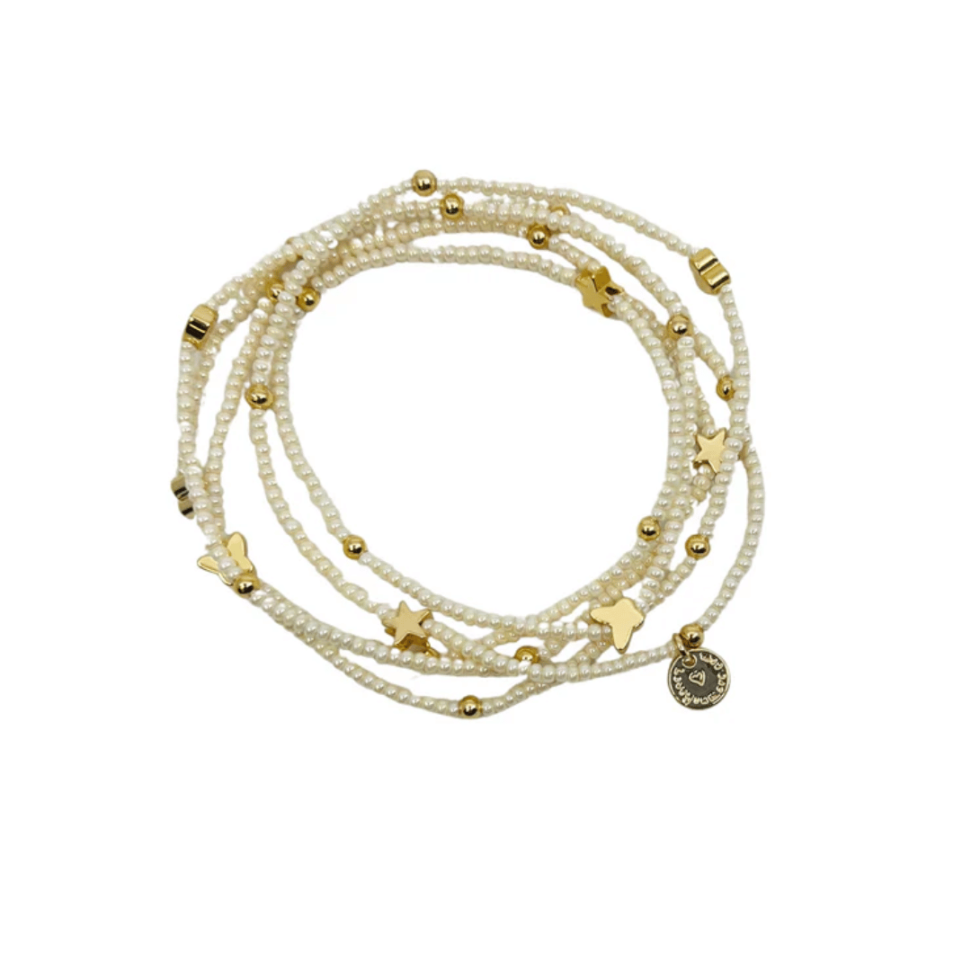 Wonder Wrap Bracelet (Cream Pearl & Gold Multi) | Love You More