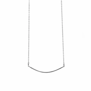 Rounded Bar Sterling Silver Necklace | Liv & B featuring a minimalist curved silver bar pendant on a delicate sterling silver chain, perfect for everyday elegance.