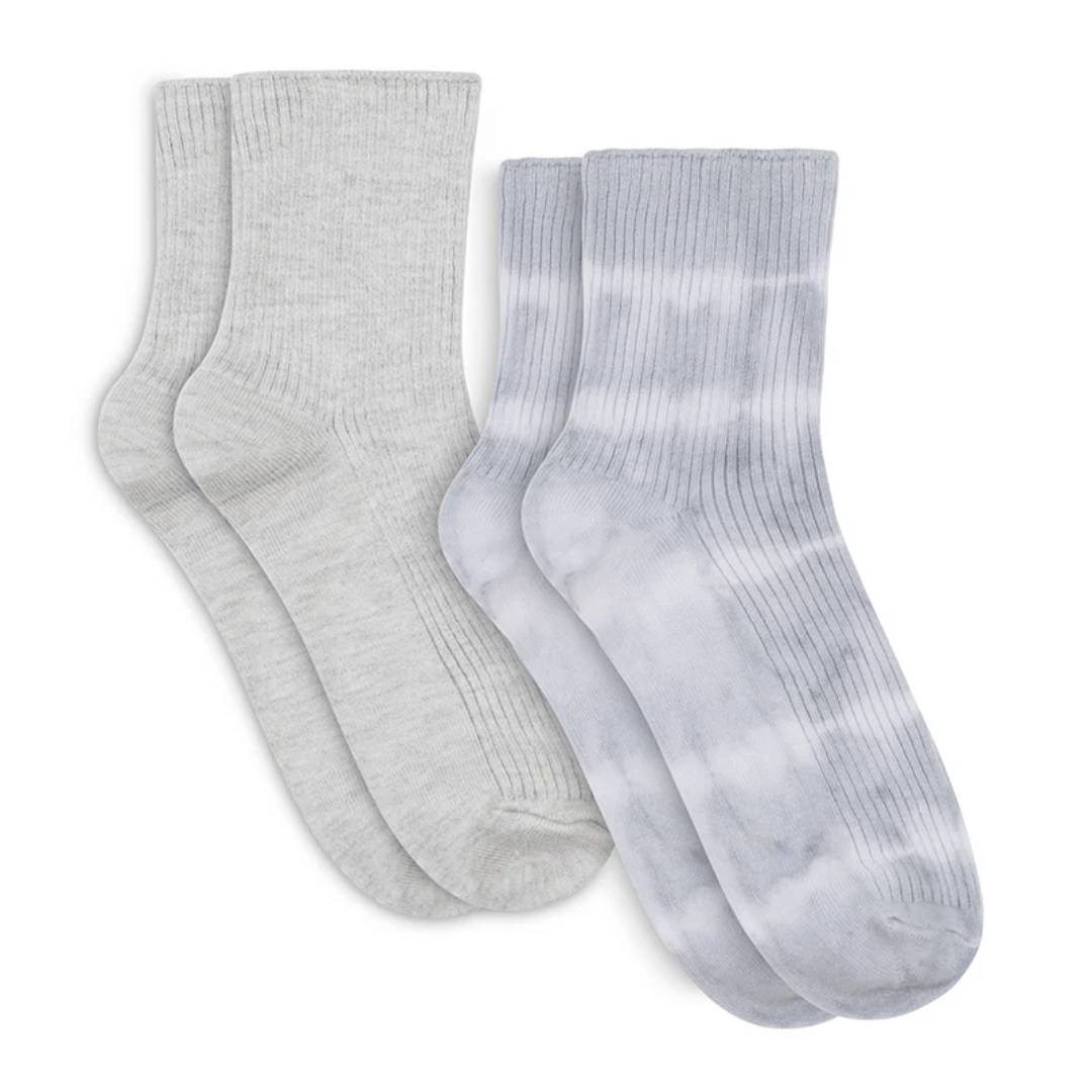 Women's Plant Dyed Quarter Crew Sock 2PK - Oxford | Lemon