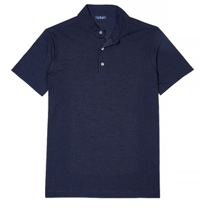 Navy All-Seasons Polo Jersey Short Sleeve | Corso Mille in a deep navy color, featuring a classic collar and button placket, designed for versatile comfort and style.