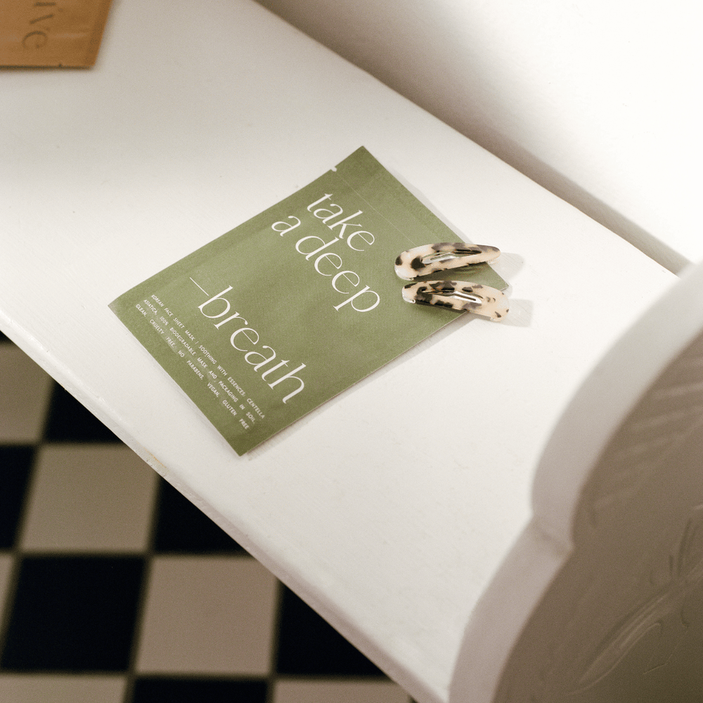 Korean Sheet Mask - Take a Deep Breath | Lucky Owl skincare product in green biodegradable packaging with soothing centella asiatica essence, cruelty free and vegan.