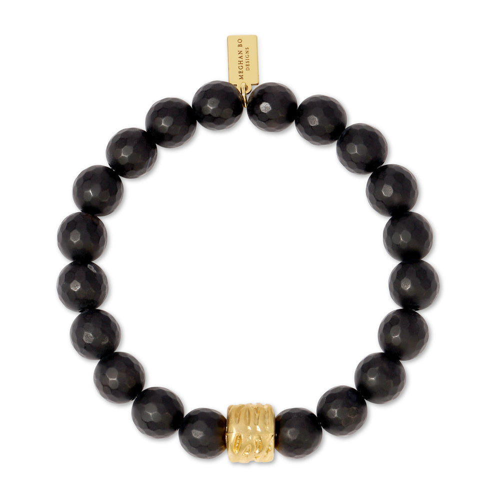 Matte Black Beaded Stretch Bracelet | Meghan Bo