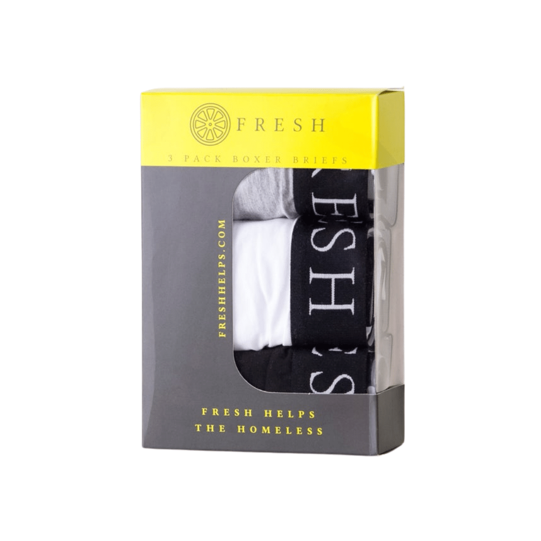 Three Pack of Luxury Boxer Briefs: Black, Grey & White | Fresh Helps