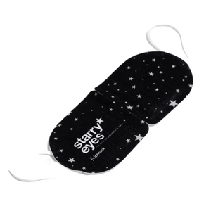 Starry Eyes Warming Eye Mask - Single | Popmask featuring a black fabric with white stars, designed for soothing eye comfort and wellness relaxation.