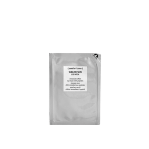 Sleek silver packet of Sublime Skin Eye Patch | [ comfort zone ] designed for skincare with eye mask containing peptides for an immediate soothing effect.